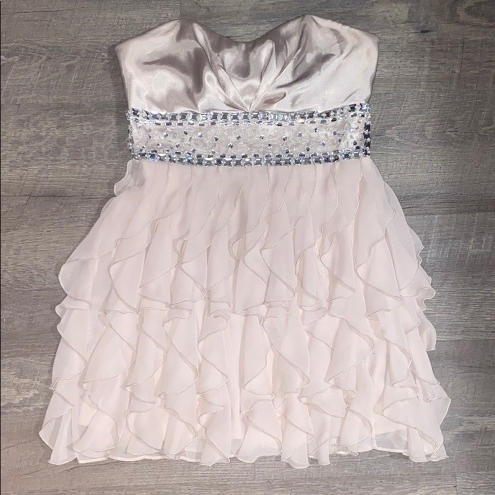 Arden B dress champagne color